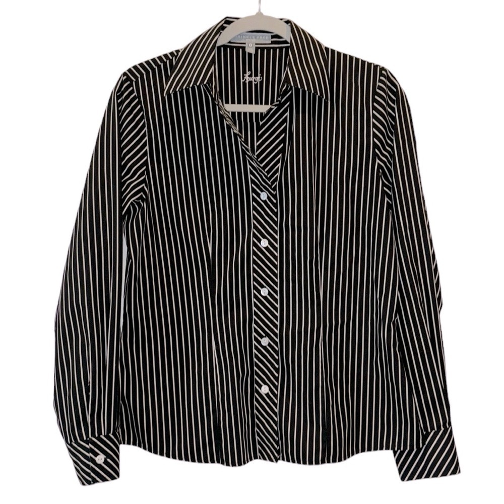 FOXCROFT Women's Foxcroft Paityn Stripe Button-Up Shirt Career Business Casual 6